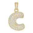 10kt Yellow Gold Unisex Cubic Zirconia Bubble Initial Letter C Charm Pendant