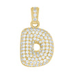 10kt Yellow Gold Unisex Cubic Zirconia Bubble Initial Letter D Charm Pendant