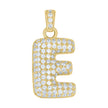 10kt Yellow Gold Unisex Cubic Zirconia Bubble Initial Letter E Charm Pendant