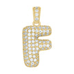 10kt Yellow Gold Unisex Cubic Zirconia Bubble Initial Letter F Charm Pendant