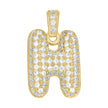 10kt Yellow Gold Unisex Cubic Zirconia Bubble Initial Letter H Charm Pendant