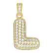 10kt Yellow Gold Unisex Cubic Zirconia Bubble Initial Letter L Charm Pendant