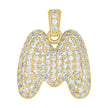10kt Yellow Gold Unisex Cubic Zirconia Bubble Initial Letter M Charm Pendant