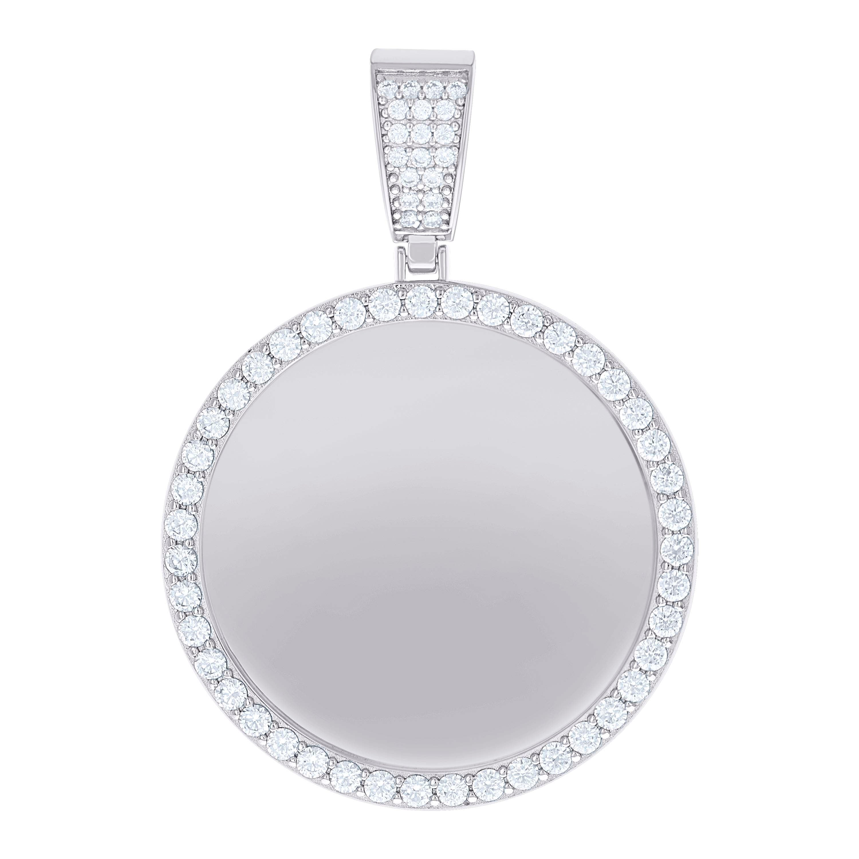 925 Sterling Silver Mens Cubic-Zirconia Picture Frame Charm Pendant