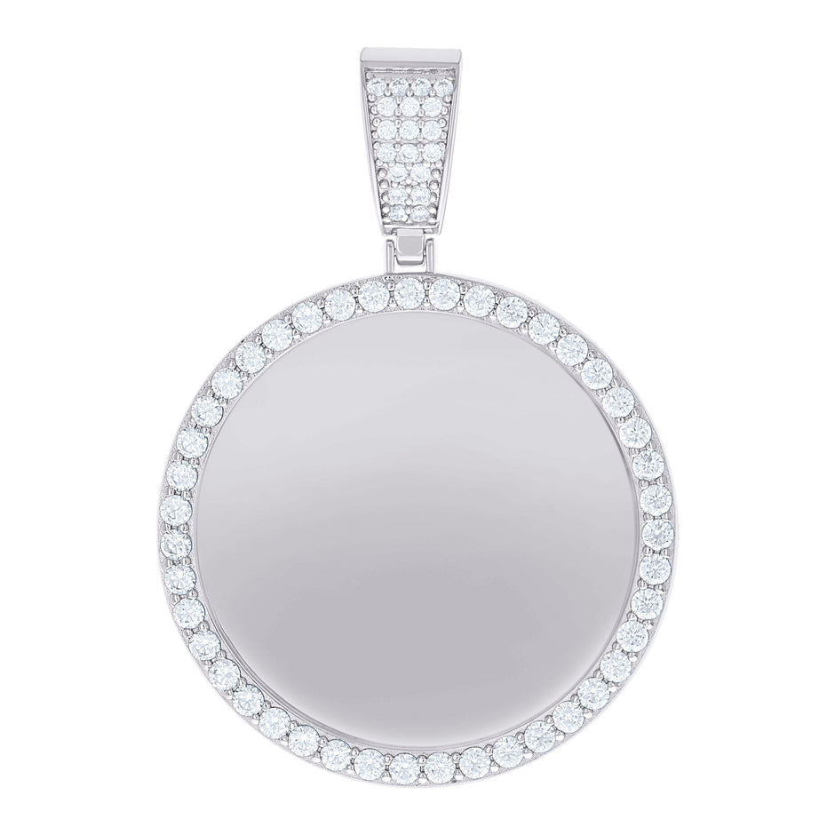 925 Sterling Silver Mens Cubic-Zirconia Picture Frame Charm Pendant
