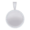 925 Sterling Silver Mens Cubic-Zirconia Picture Frame Charm Pendant