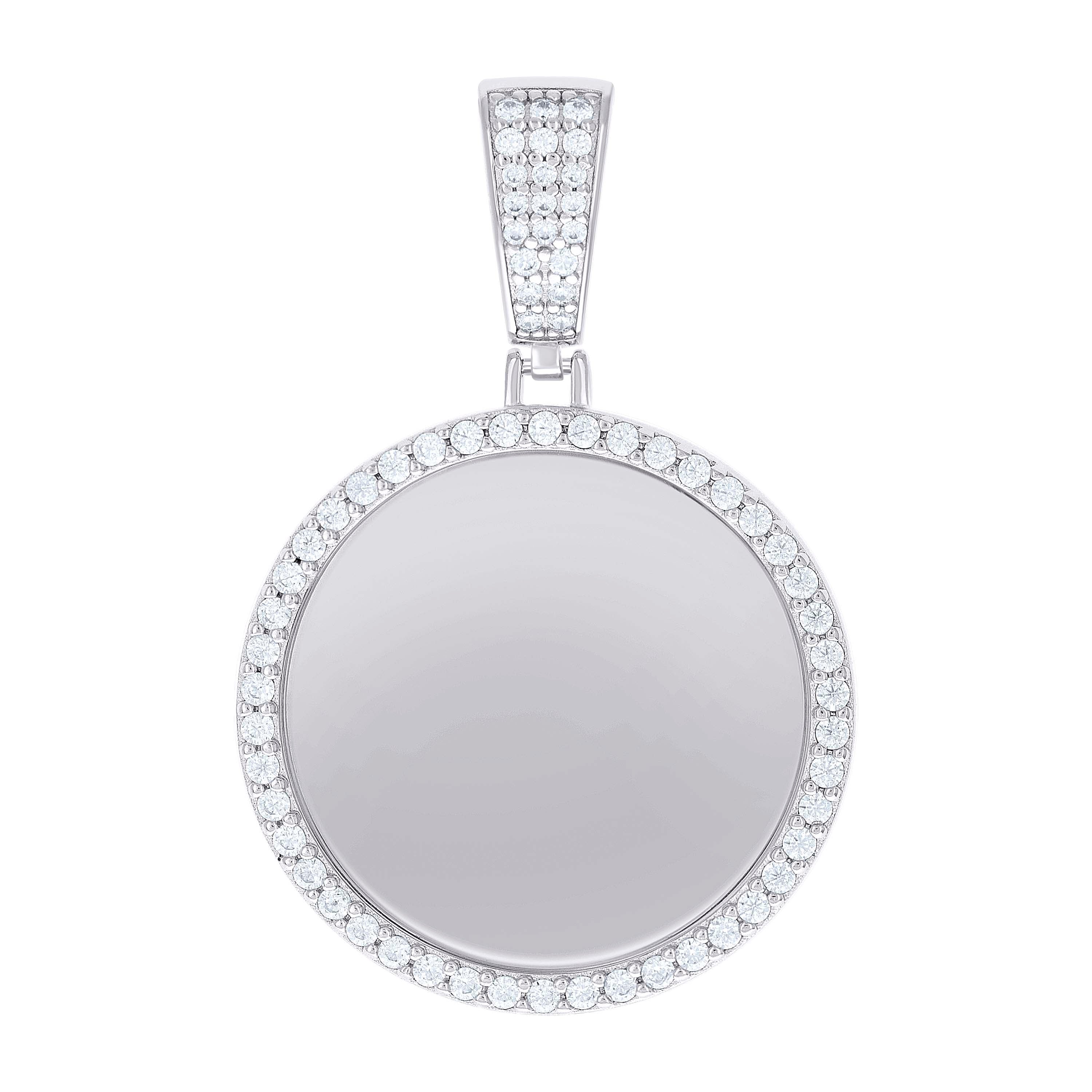 925 Sterling Silver Mens Cubic-Zirconia Picture Frame Charm Pendant