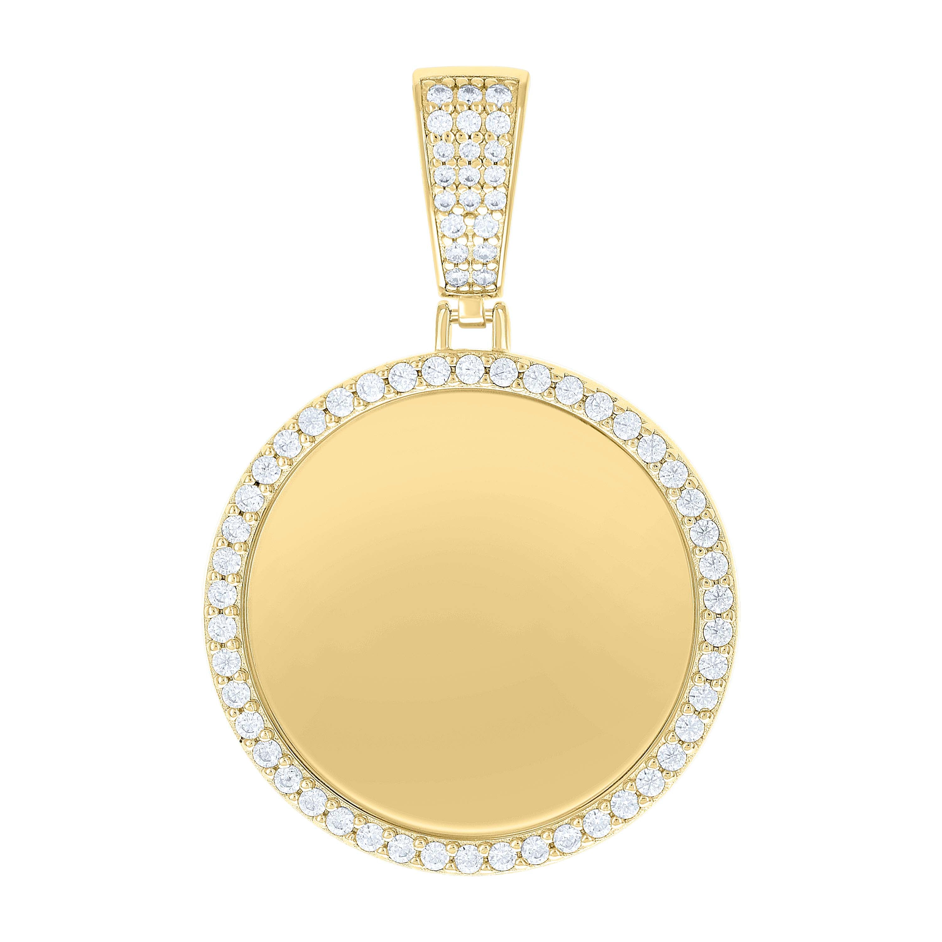 925 Sterling Silver Yellow-tone Mens Cubic-Zirconia Picture Frame Charm Pendant