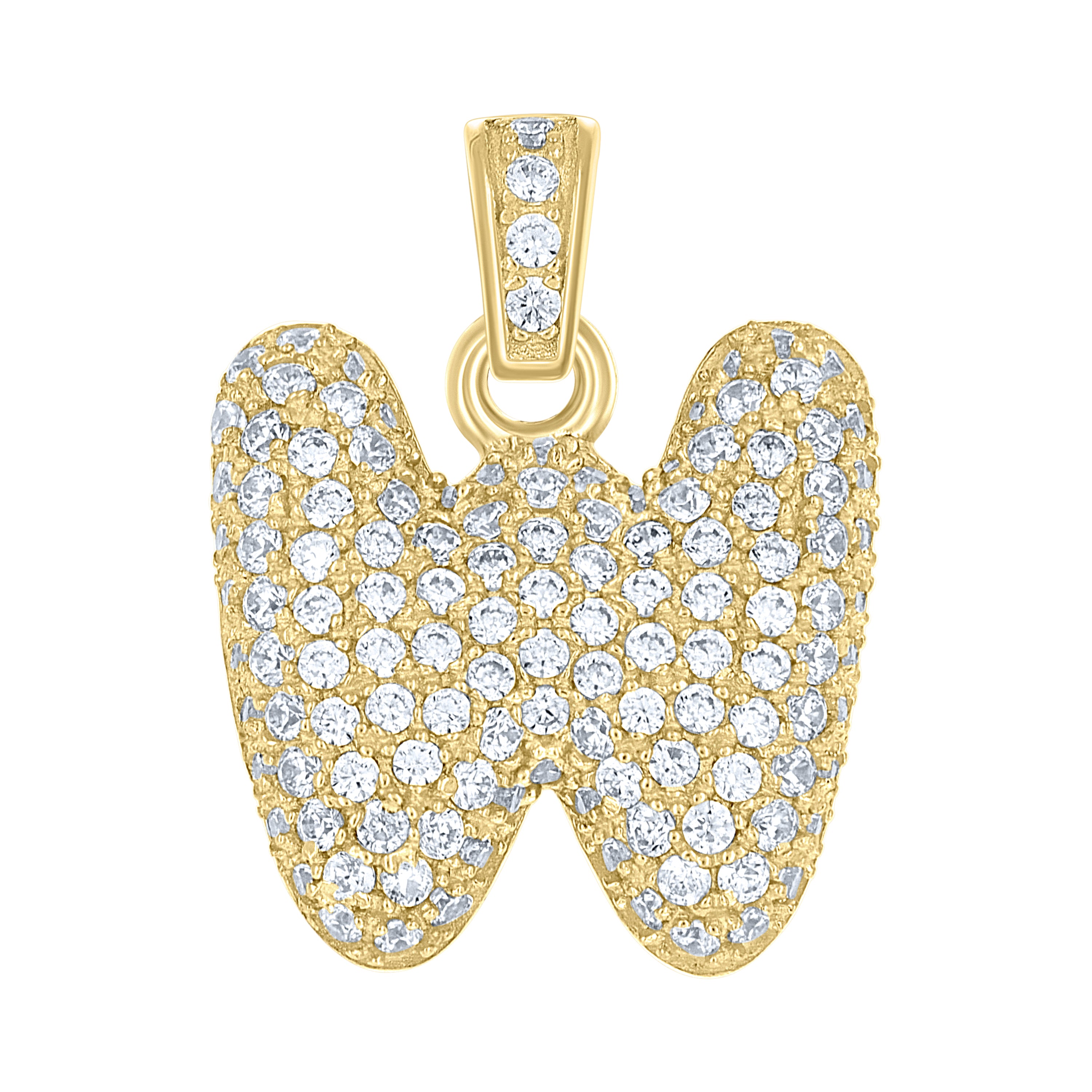 10kt Yellow Gold Unisex Cubic-Zirconia Initial Alphabet W Charm Pendant