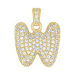 10kt Yellow Gold Unisex Cubic-Zirconia Initial Alphabet W Charm Pendant