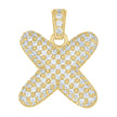 10kt Yellow Gold Unisex Cubic Zirconia Bubble Initial Letter X Charm Pendant