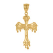 10kt Yellow Gold Mens Dripping Cross Religious Charm Pendant