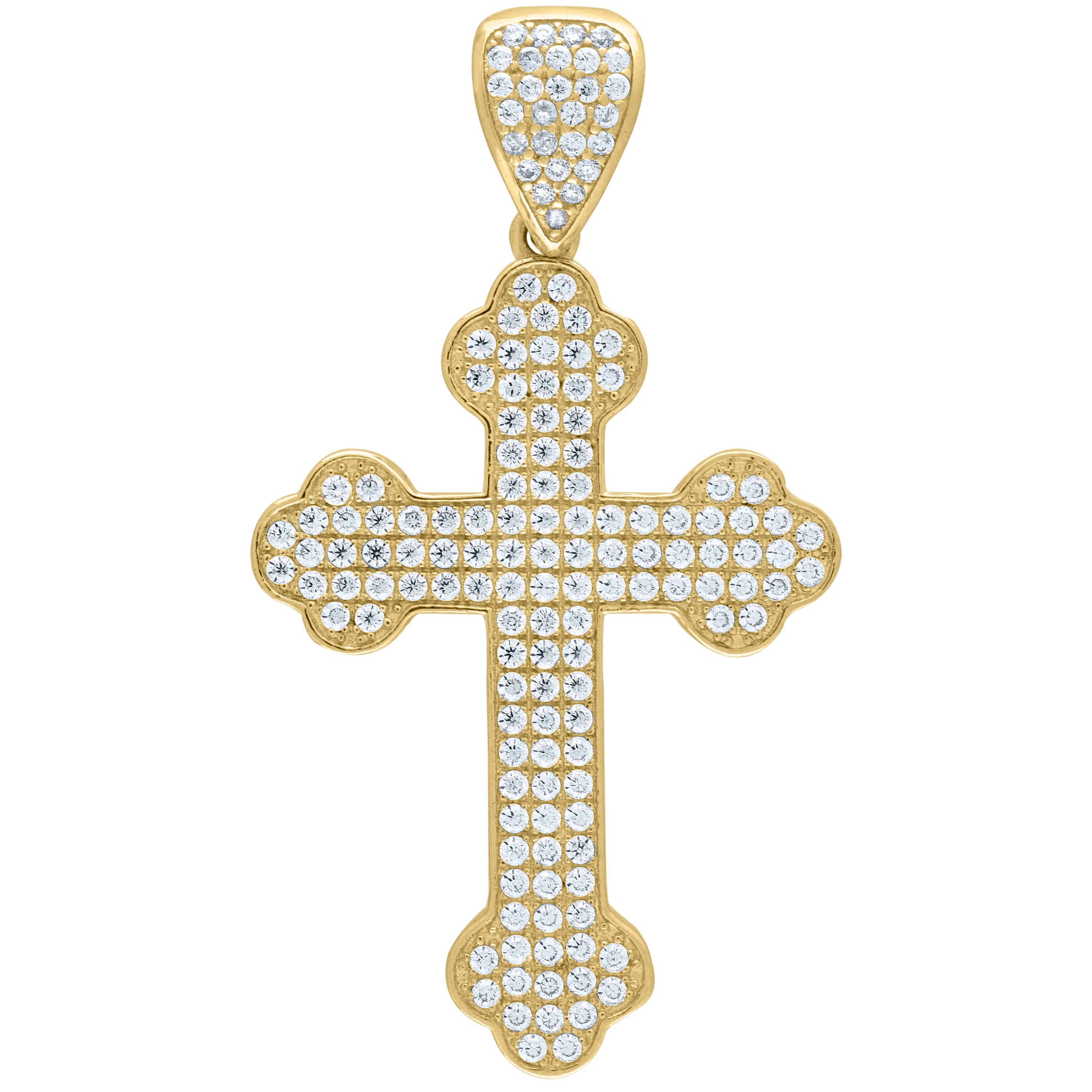 10kt Yellow Gold Mens Cubic-Zirconia Cross Religious Charm Pendant
