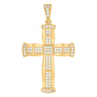10kt Yellow Gold Men Cubic-Zirconia Cross Religious Charm Pendant
