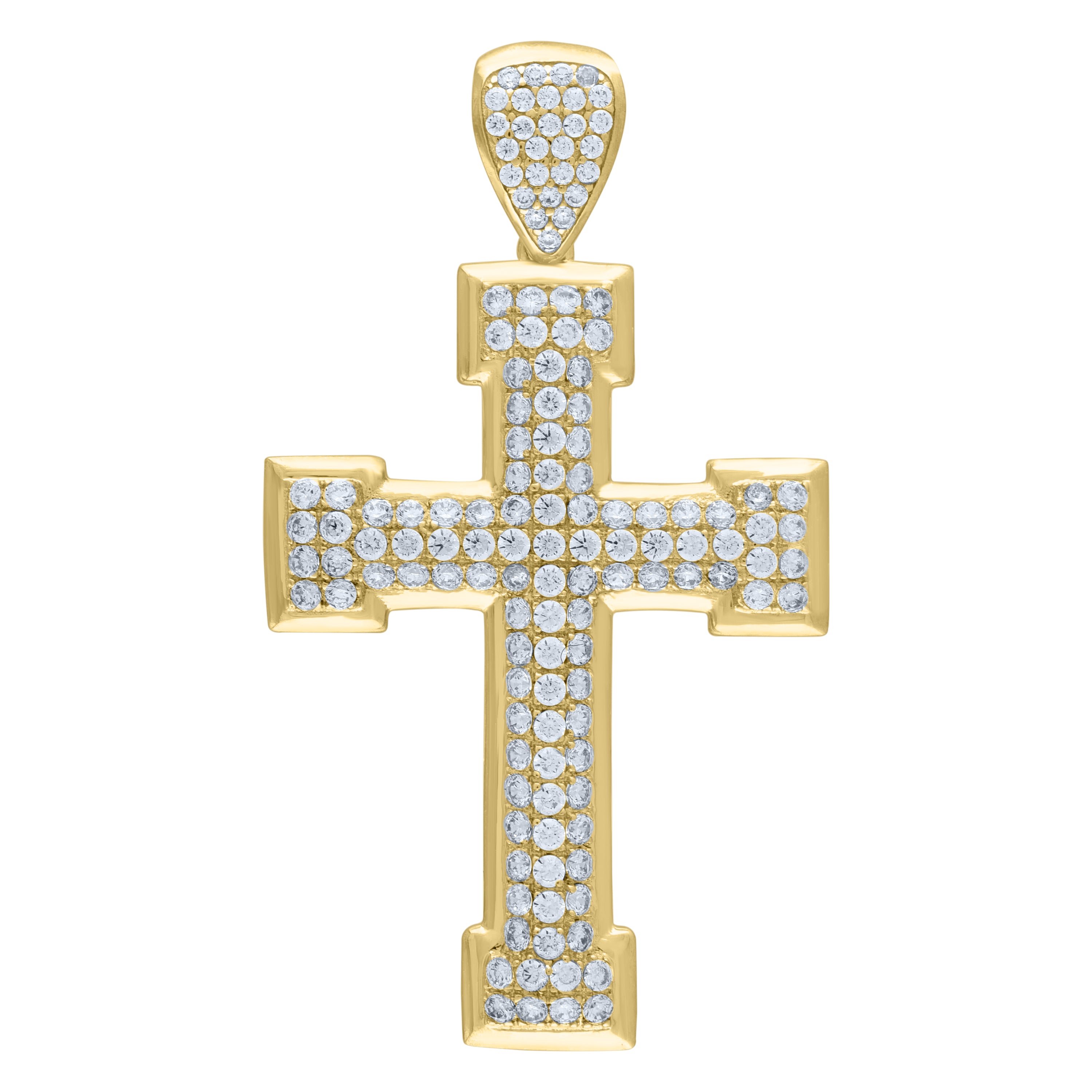 10kt Yellow Gold Mens Cubic-Zirconia Cross Religious Charm Pendant