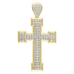 10kt Yellow Gold Mens Cubic-Zirconia Cross Religious Charm Pendant