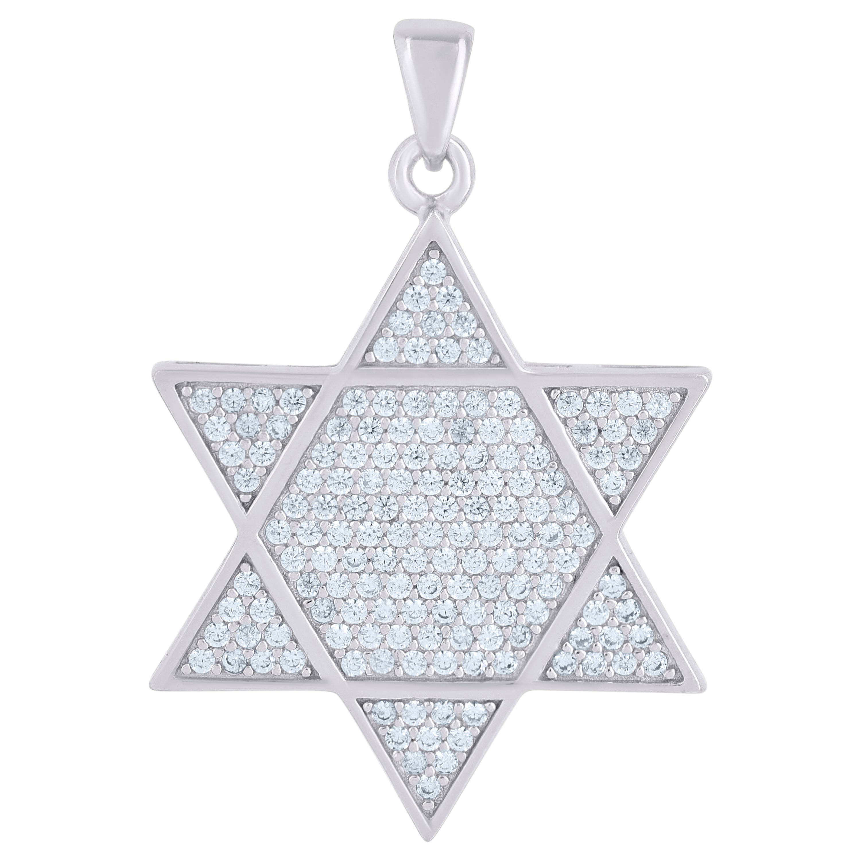 925 Sterling Silver Men Cubic-Zirconia Star Of David Religious Symbol Charm Pendant