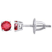 925 Sterling Silver Womens Red Cubic Zirconia 4mm Round Classic Studs Earrings