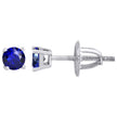 925 Sterling Silver Womens Royal Blue Cubic Zirconia 4mm Round Classic Studs Earrings