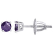 925 Sterling Silver Womens Purple Cubic Zirconia 4mm Round Classic Studs Earrings