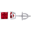 925 Sterling Silver Womens Red Princess Cut Cubic Zirconia 5mm Square Classic Studs Earrings