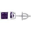 925 Sterling Silver Womens Purple Princess Cut Cubic Zirconia 5mm Square Classic Studs Earrings