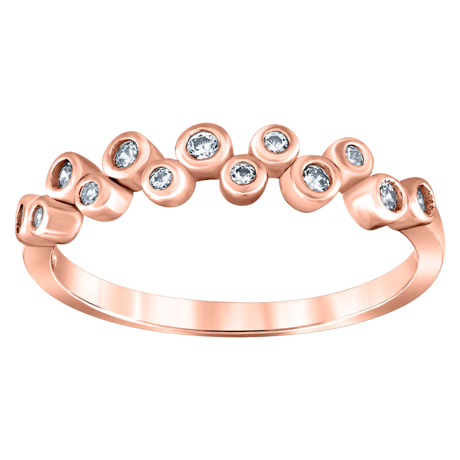 925 Sterling Silver Rose Womens Cubic Zirconia Semi-Eternity Wedding Band Ring Size 7