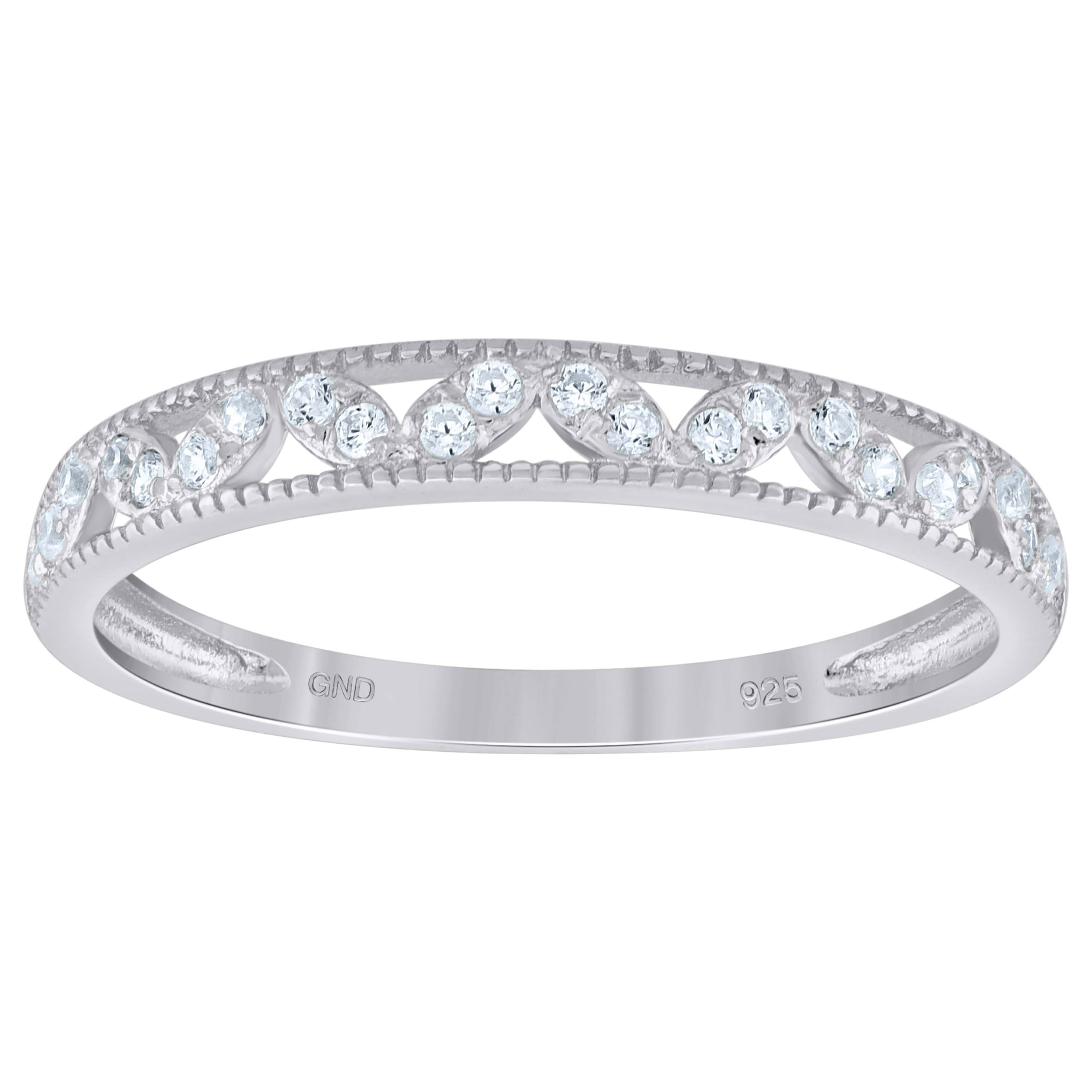 925 Sterling Silver Womens Cubic Zirconia Semi Eternity Stackable Wedding Band Ring Size 6