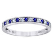 925 Sterling Silver Womens White Royal Blue Cubic Zirconia Semi Eternity Stackable Wedding Band Ring Size 8 - SLV-93741