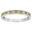 925 Sterling Silver Womens White Yellow Cubic Zirconia Semi Eternity Stackable Wedding Band Ring Size 6