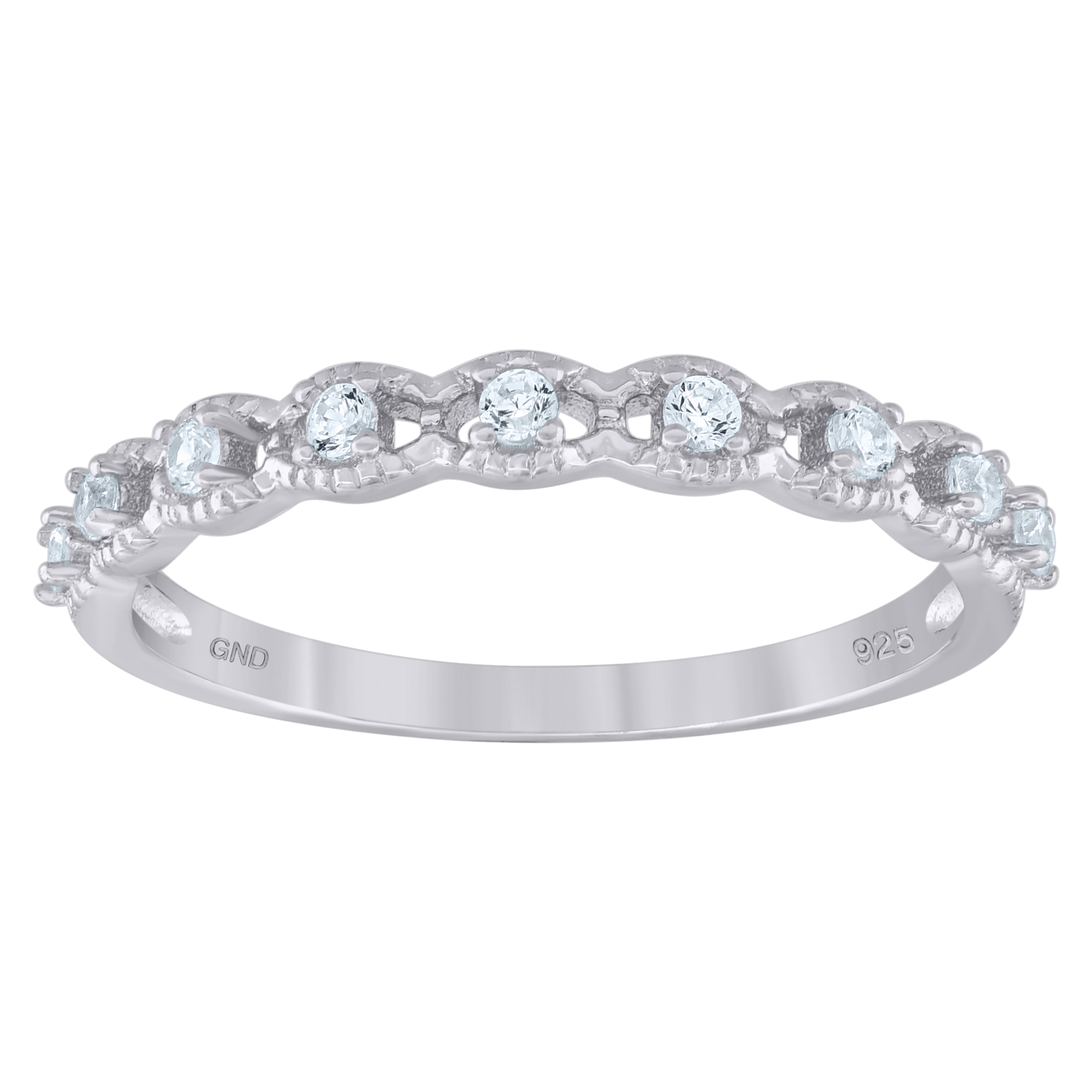 925 Sterling Silver Womens Cubic Zirconia Semi-Eternity Wedding Band Ring Size 7