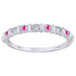 925 Sterling Silver Womens Pink Cubic Zirconia Semi-Eternity Wedding Band Ring Size 7 - SLV-93924