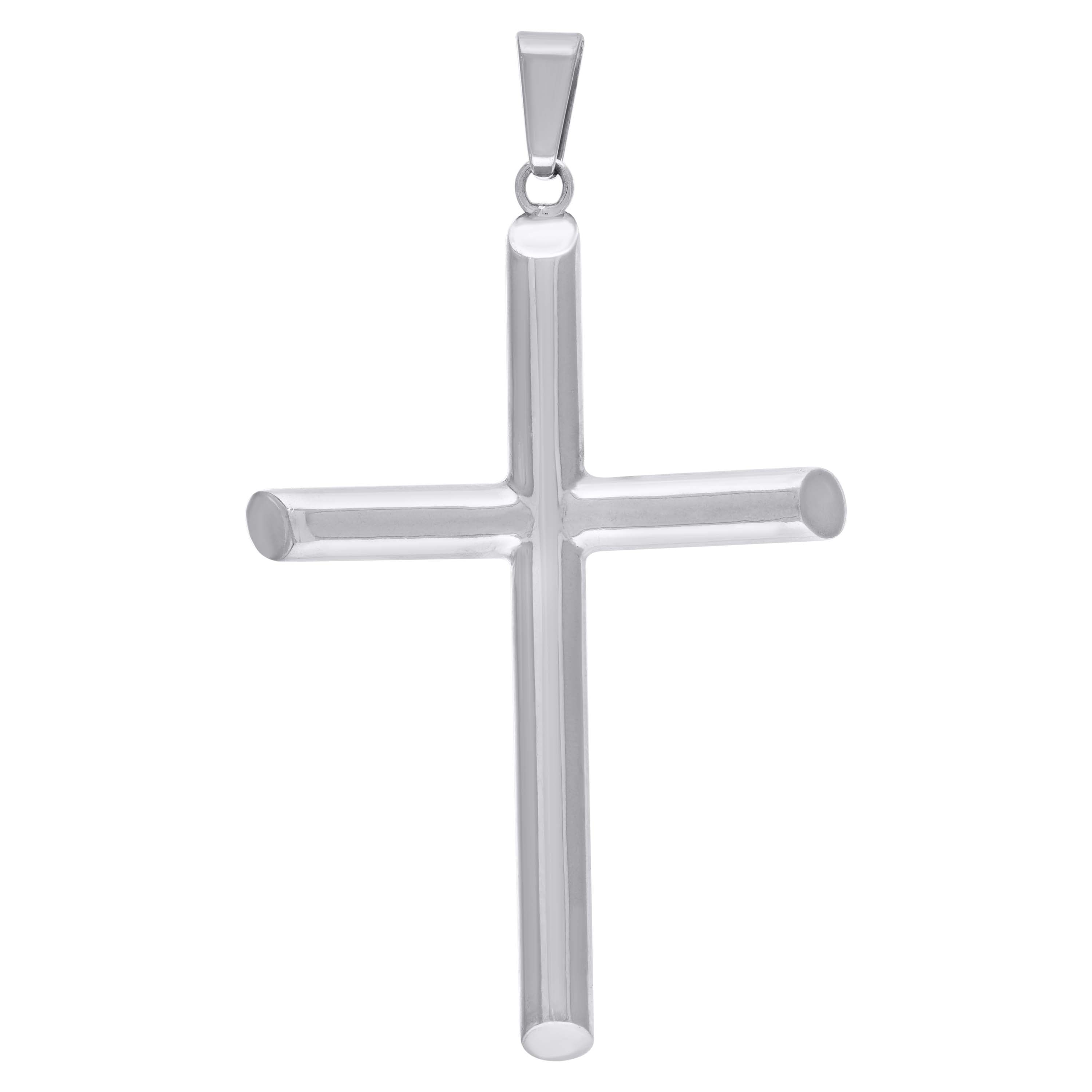 925 Sterling Silver Unisex Hollow Tube Cross Religious Charm Pendant