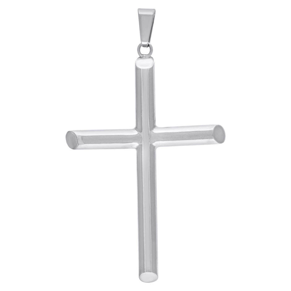 925 Sterling Silver Unisex Hollow Tube Cross Religious Charm Pendant