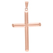 925 Sterling Silver Rose-Tone Unisex Hollow Tube Cross Religious Charm Pendant