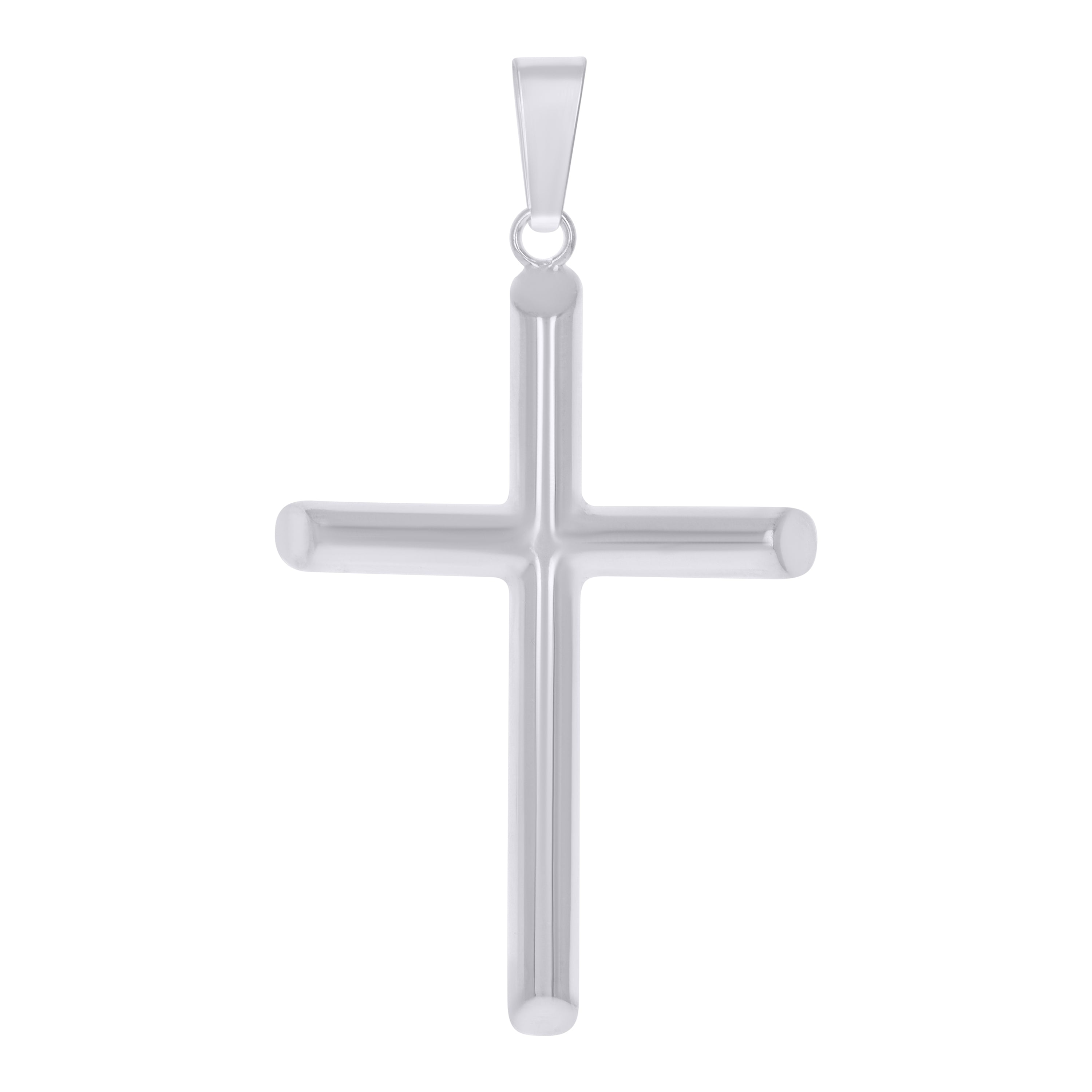 925 Sterling Silver Unisex Hollow Tube Cross Religious Charm Pendant