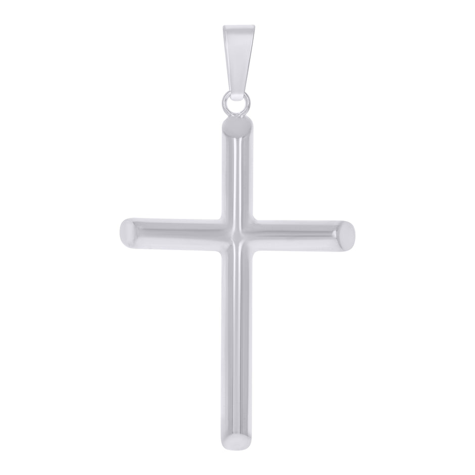 925 Sterling Silver Unisex Hollow Tube Cross Religious Charm Pendant