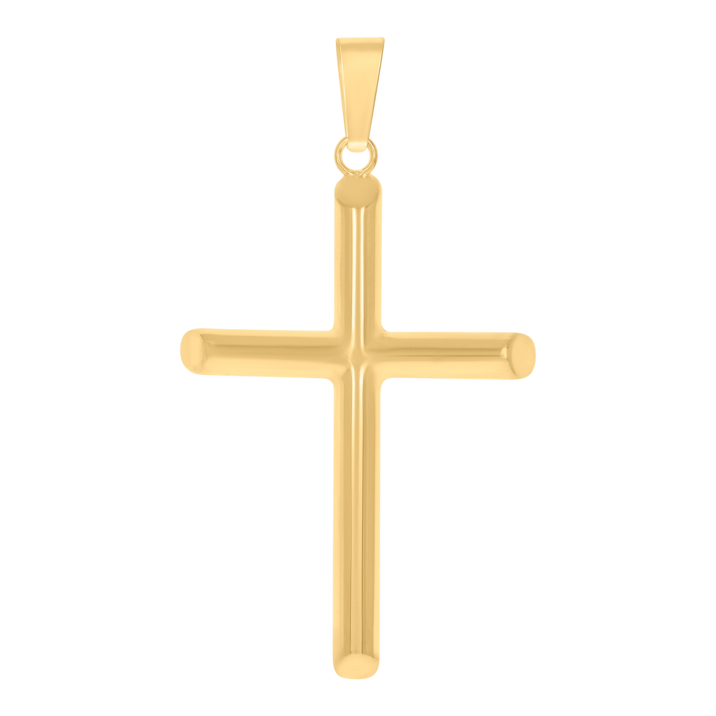 925 Sterling Silver Yellow-Tone Unisex Hollow Tube Cross Religious Charm Pendant