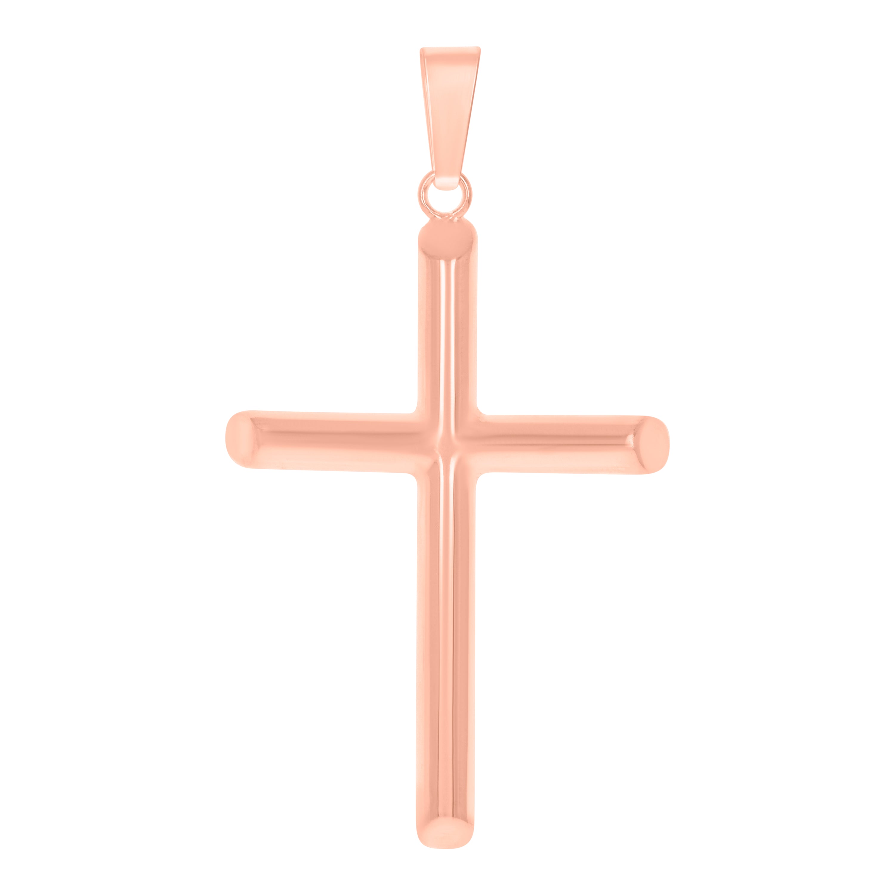 925 Sterling Silver Rose-Tone Unisex Cross Religious Charm Pendant