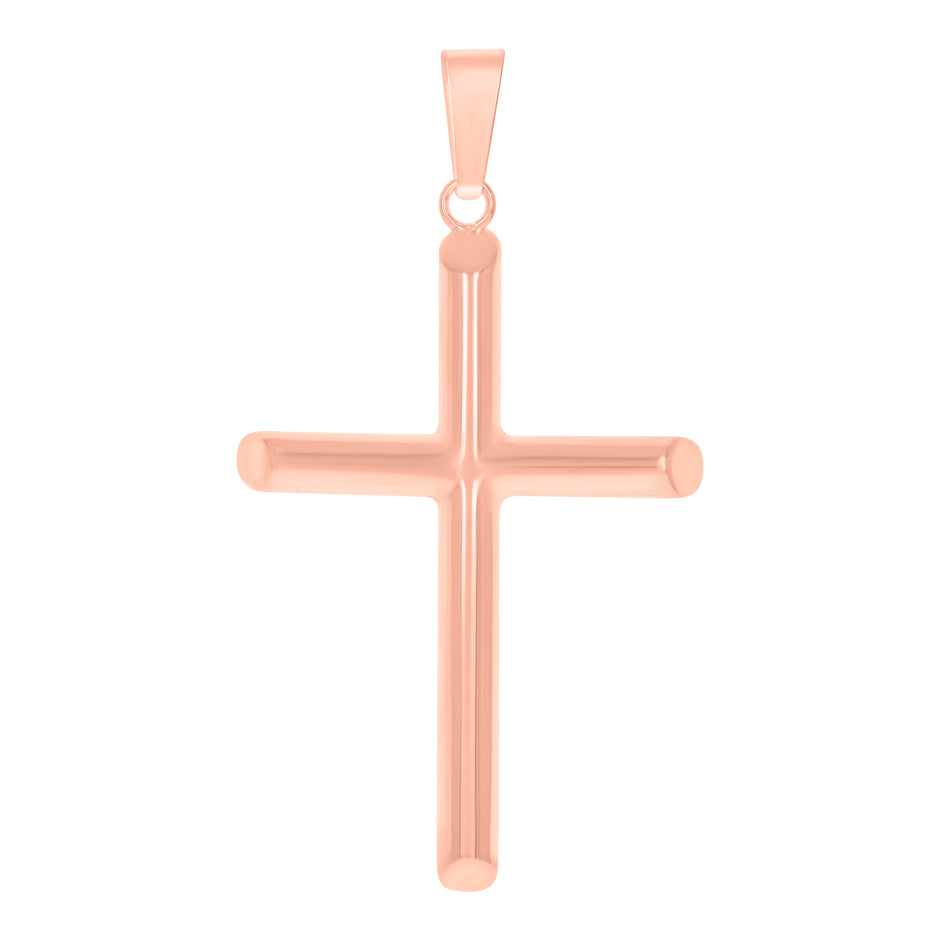 925 Sterling Silver Rose-Tone Unisex Cross Religious Charm Pendant