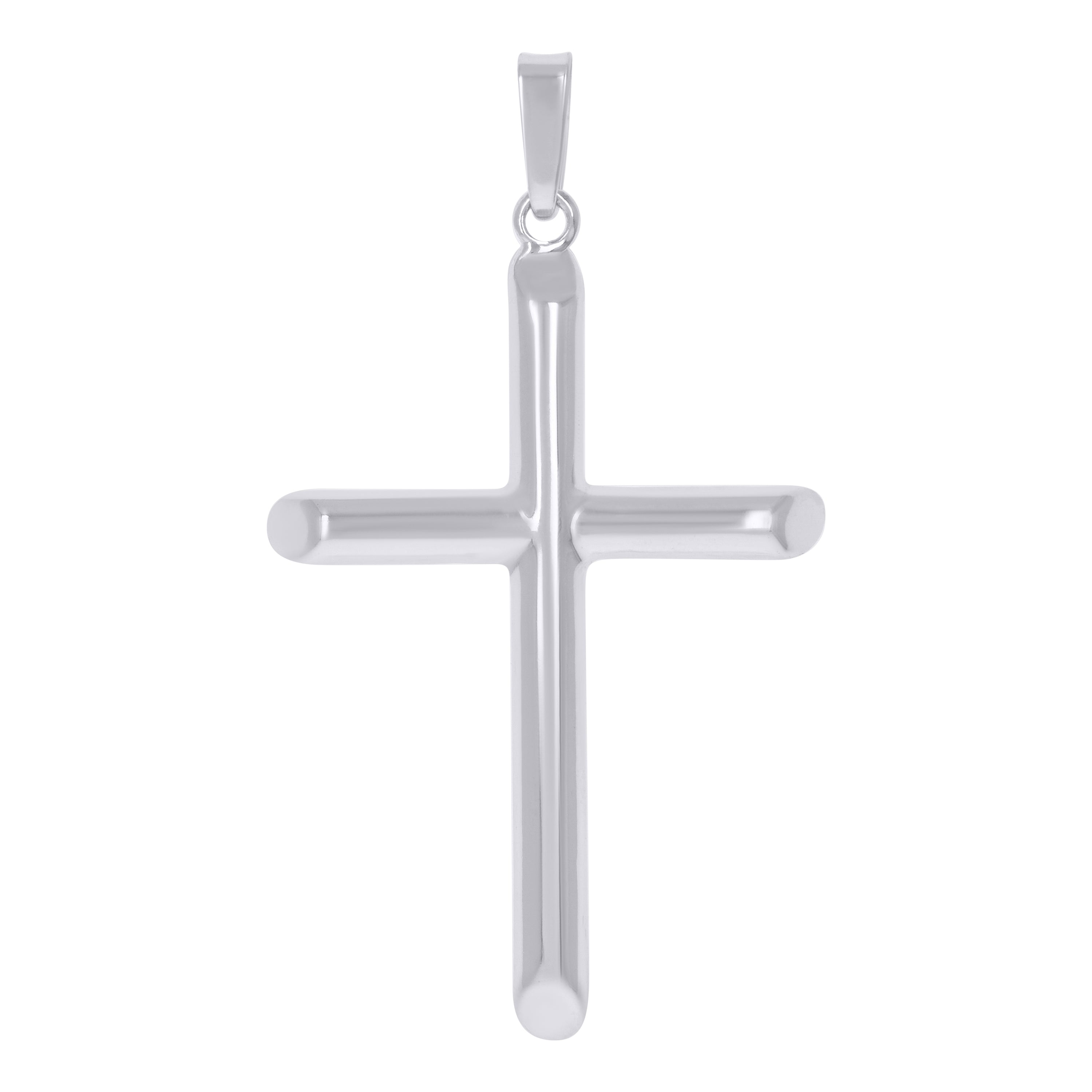 925 Sterling Silver Unisex Hollow Tube Cross Religious Charm Pendant