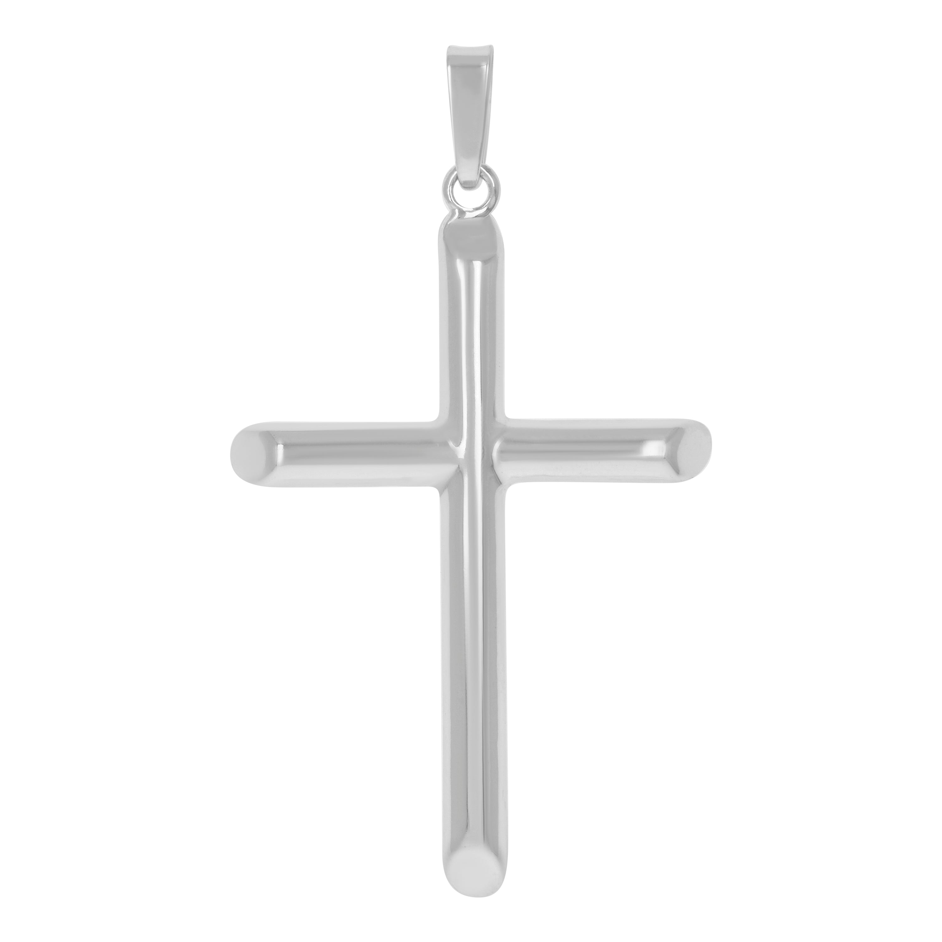925 Sterling Silver Unisex Hollow Tube Cross Religious Charm Pendant