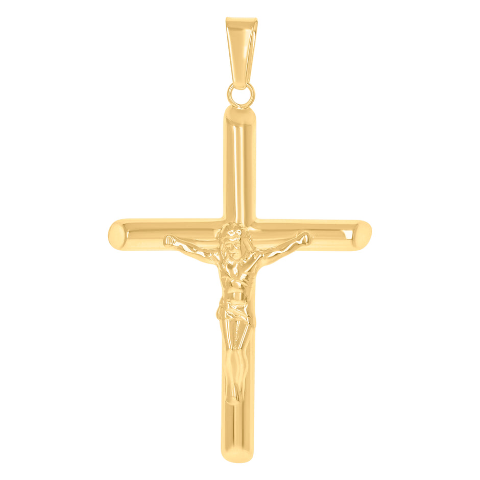 925 Sterling Silver Mens Yellow-Tone Crucifix Religious Charm Pendant