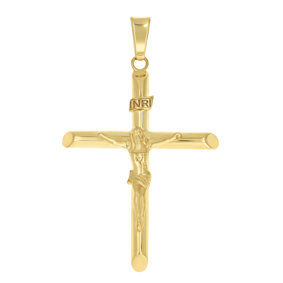 925 Sterling Silver Yellow-Tone Unisex Religious Crucifix Charm Pendant