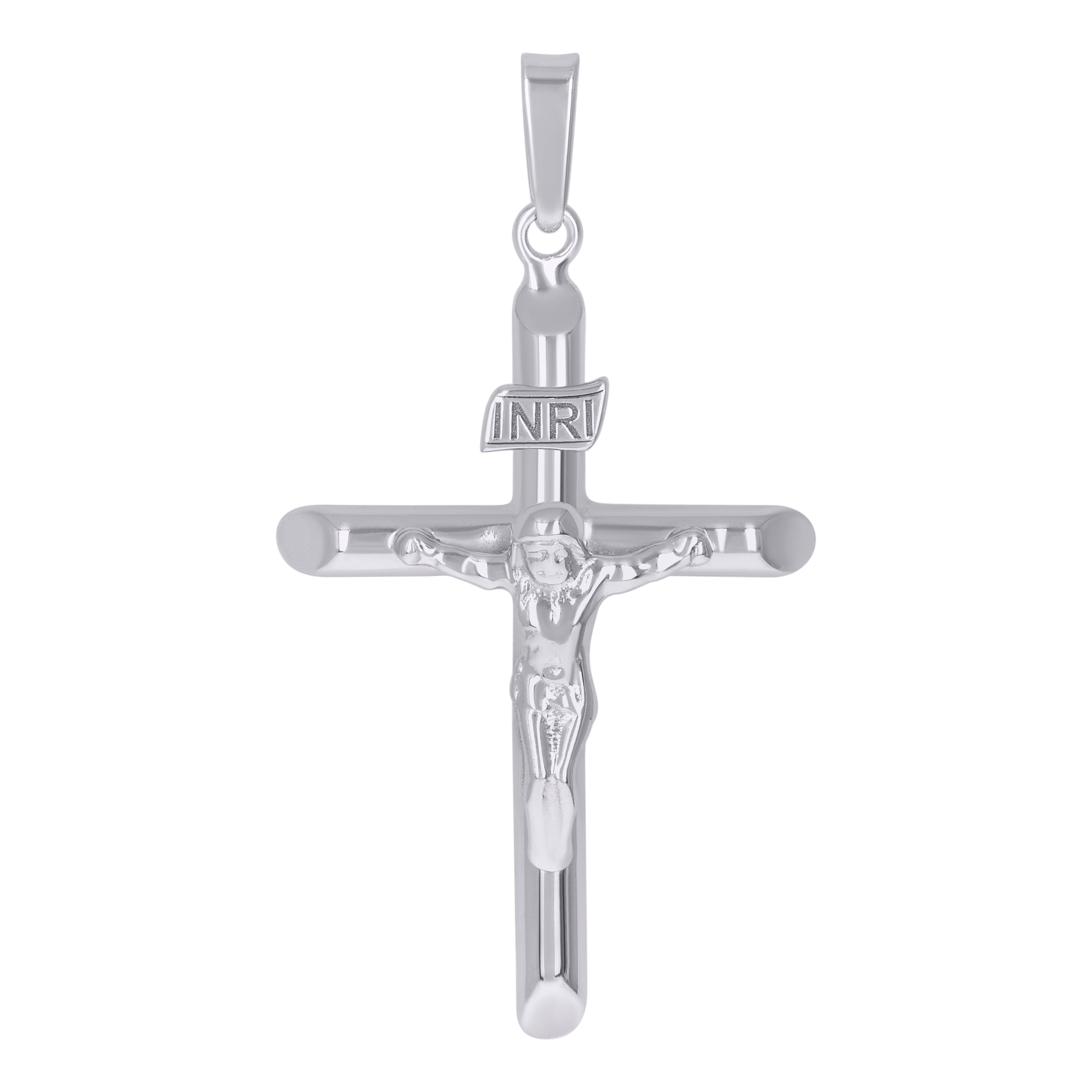 925 Sterling Silver Unisex Religious Inri Crucifix Charm Pendant
