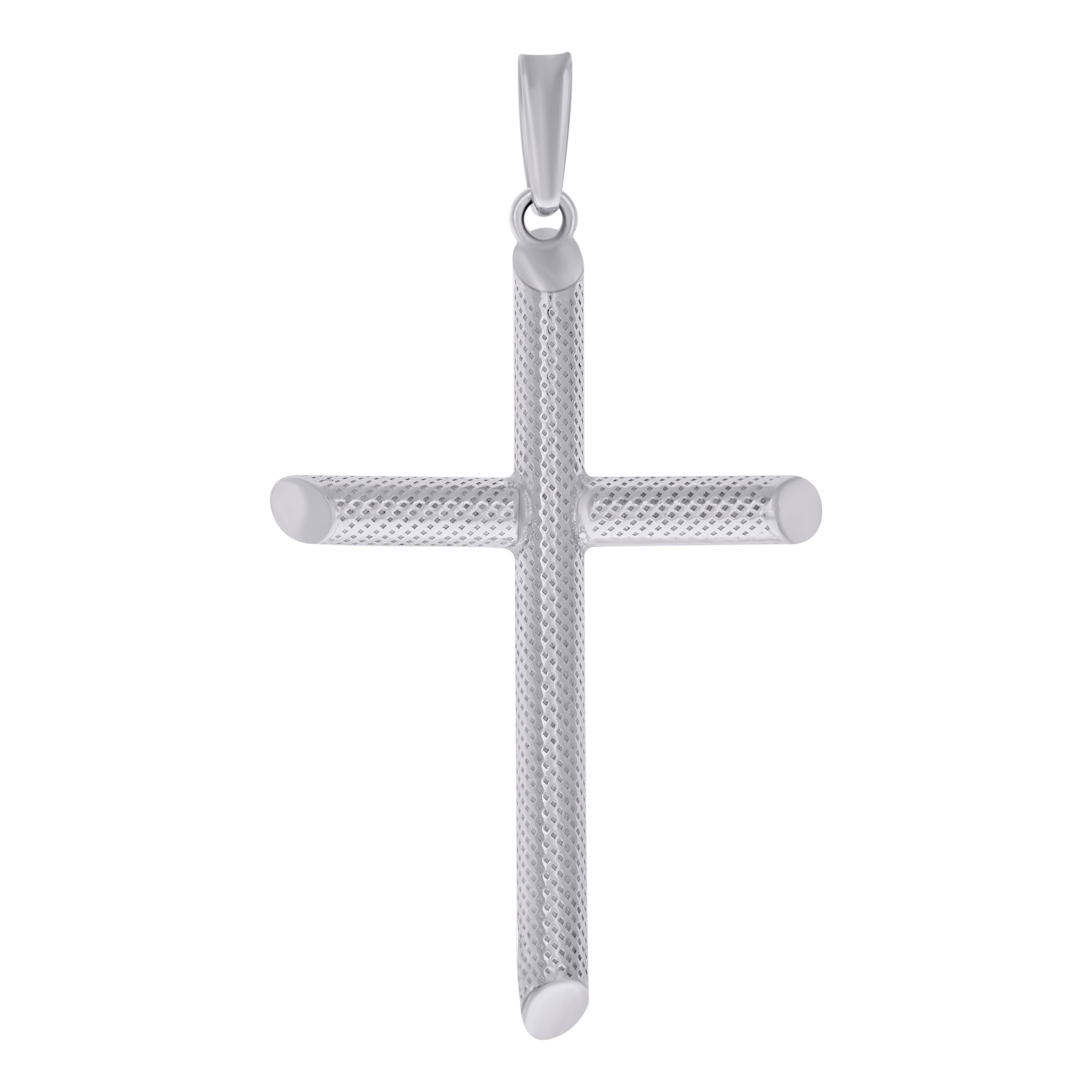 925 Sterling Silver Unisex Hollow Tube Cross Religious Charm Pendant