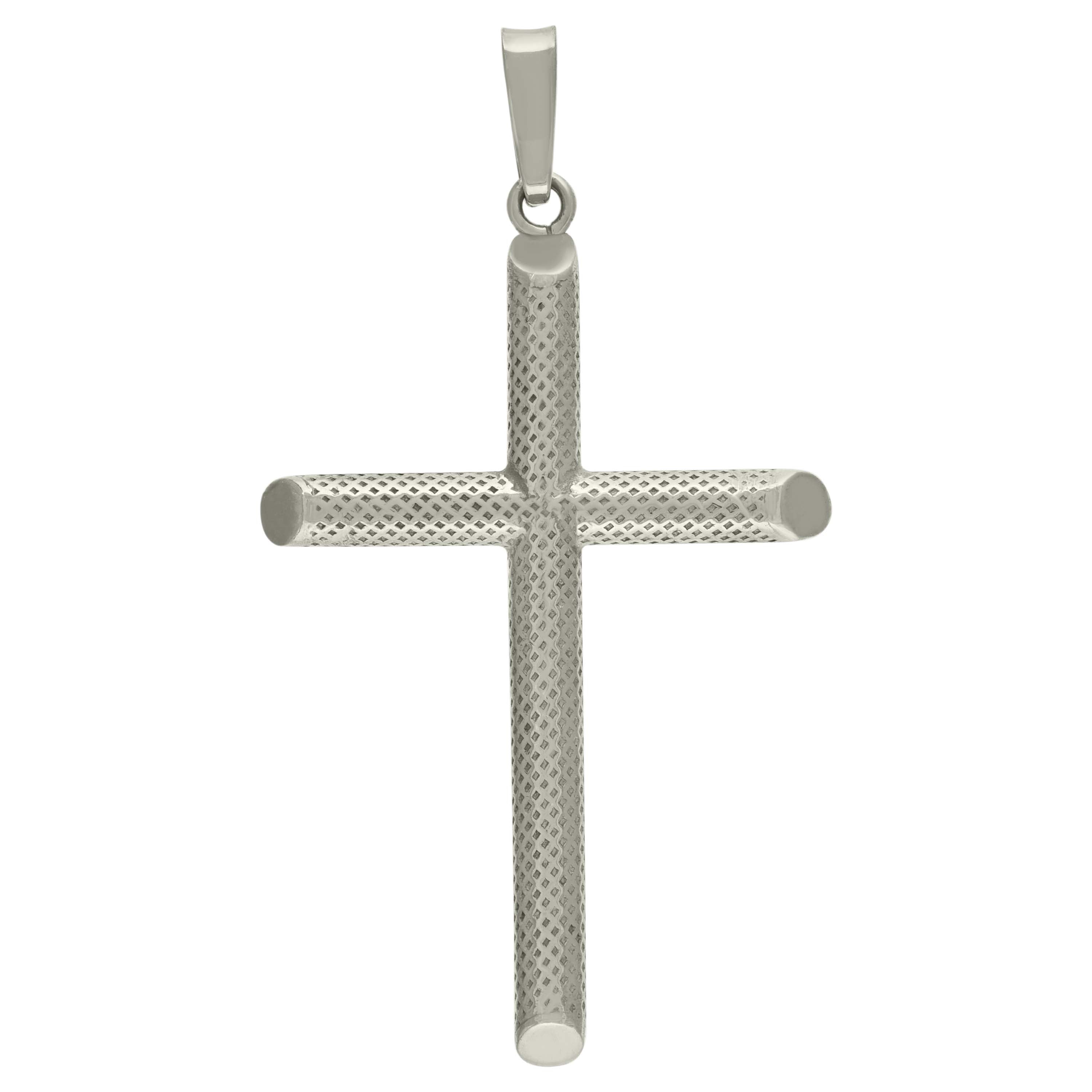 925 Sterling Silver Unisex Hollow Tube Cross Religious Charm Pendant