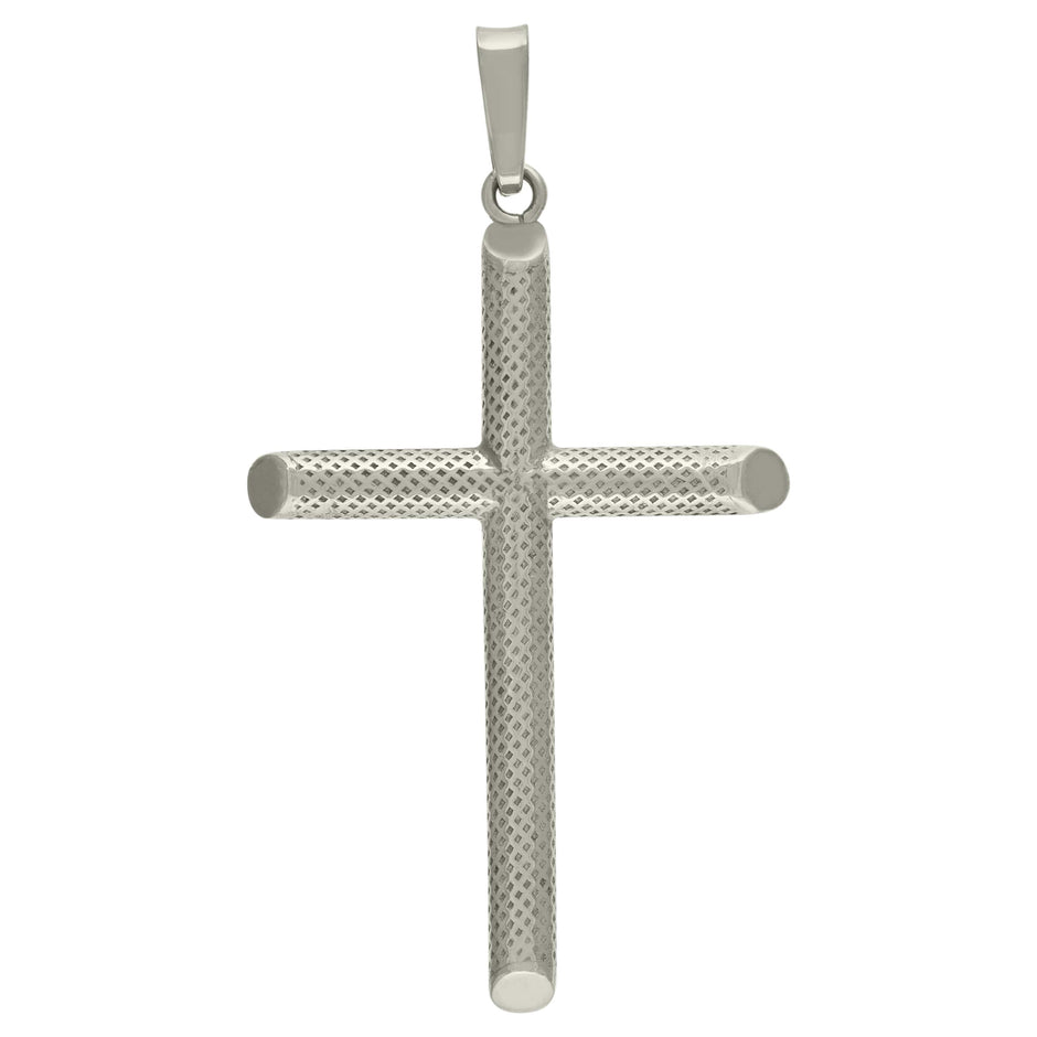 925 Sterling Silver Unisex Hollow Tube Cross Religious Charm Pendant