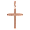 925 Sterling Silver Rose-Tone Unisex Hollow Tube Cross Religious Charm Pendant