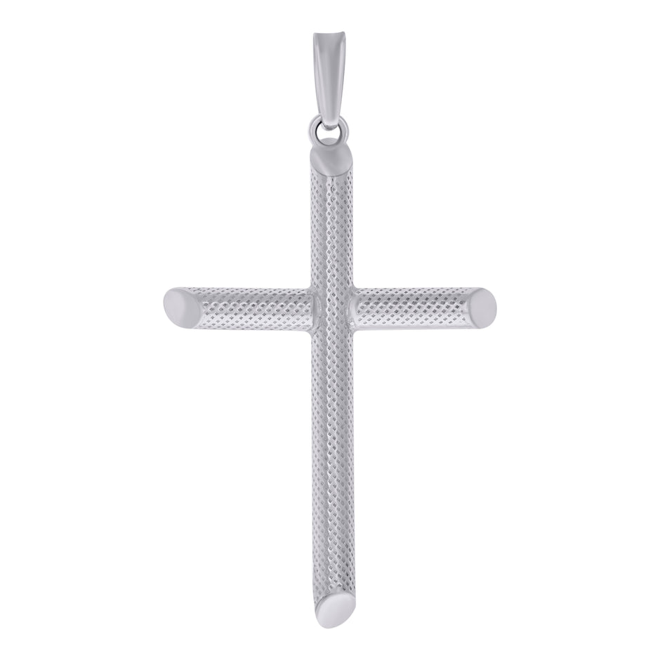 925 Sterling Silver Unisex Hollow Tube Cross Religious Charm Pendant